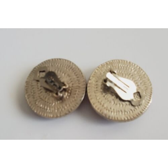 vintage Ellen Designs Silver Tone Pink Button Clip Earrings - Picture 5 of 7